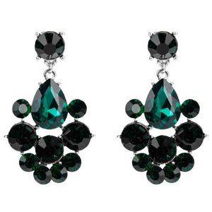 Dark Green Cz Prom Pageant Earrings for Formal Jewelry